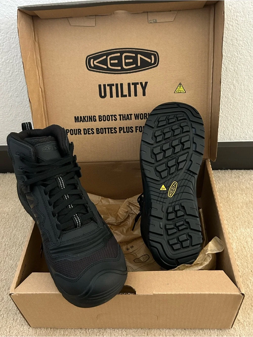 Keen Black Men's Mid-Top Utility Hiking Boots